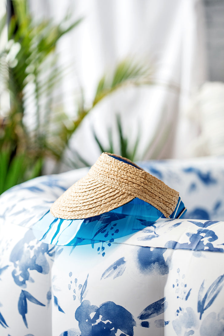 Raffia Visor in Blue